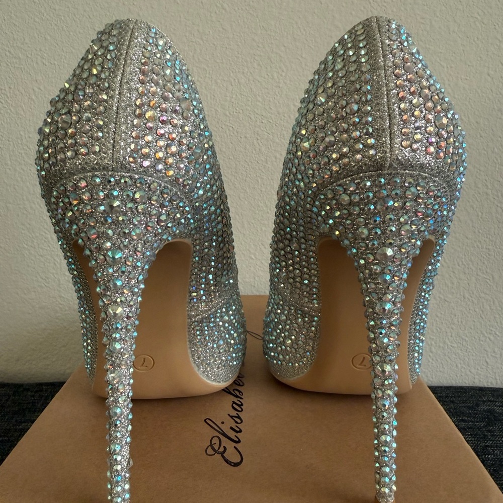Sparkling Silver Rhinestone Heels - Picture 6 of 11